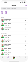 Swyx mobile app recent calls list